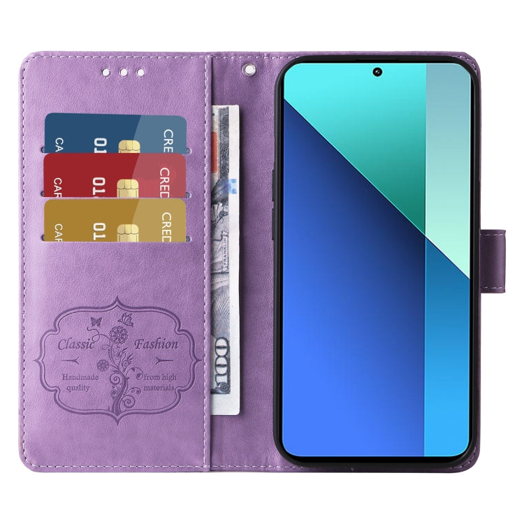 For Redmi Note 13 4G Embossed Butterfly Flowers Leather Phone Case