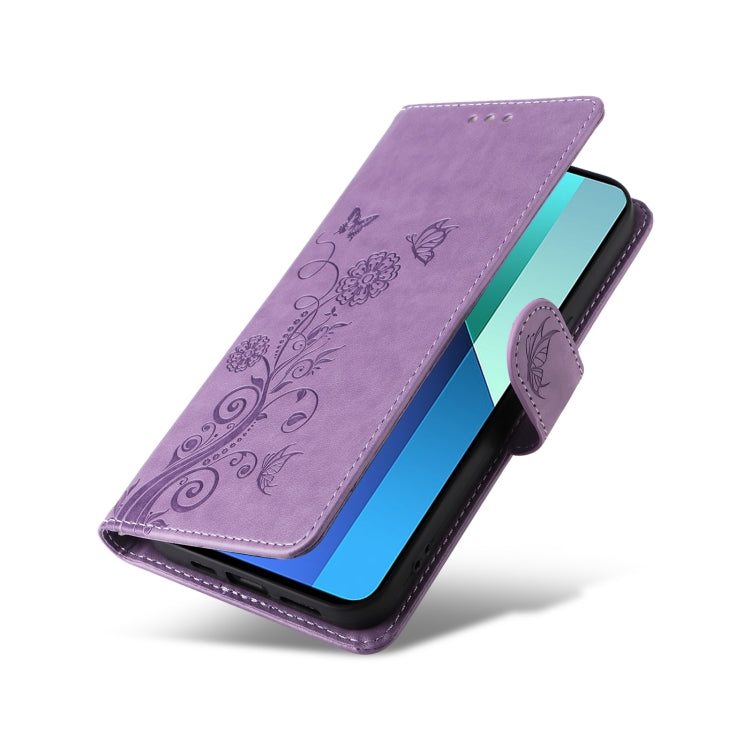 For Redmi Note 13 4G Embossed Butterfly Flowers Leather Phone Case