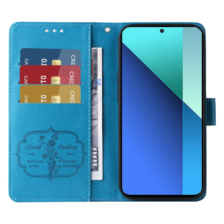 For Redmi Note 13 4G Embossed Butterfly Flowers Leather Phone Case
