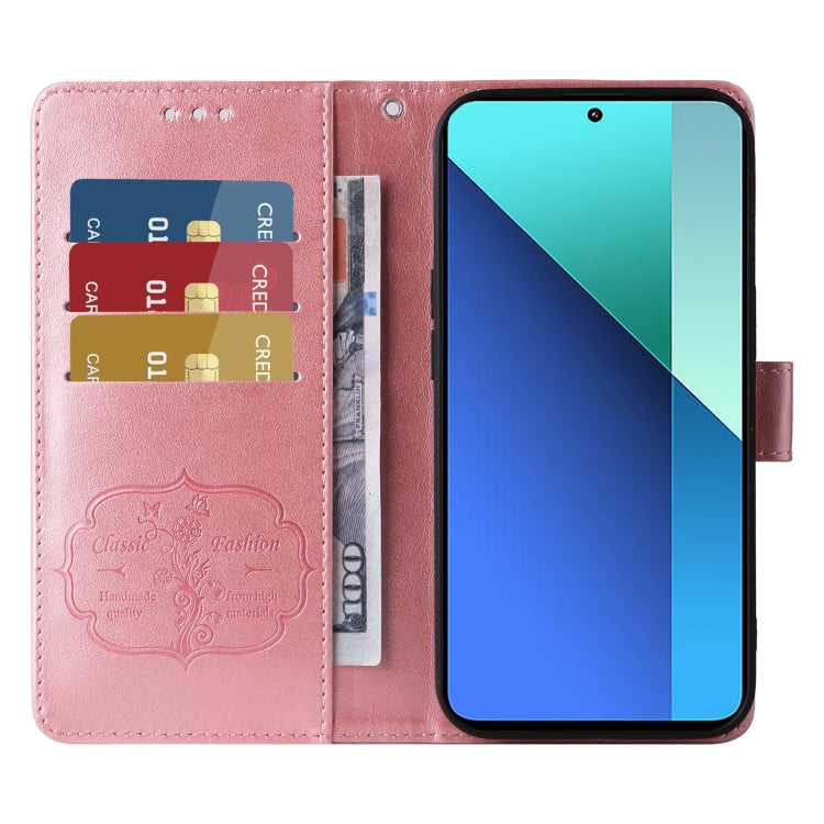 For Redmi Note 13 4G Embossed Butterfly Flowers Leather Phone Case