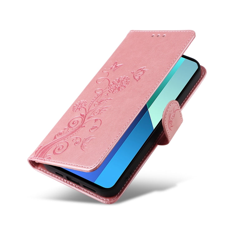 For Redmi Note 13 4G Embossed Butterfly Flowers Leather Phone Case