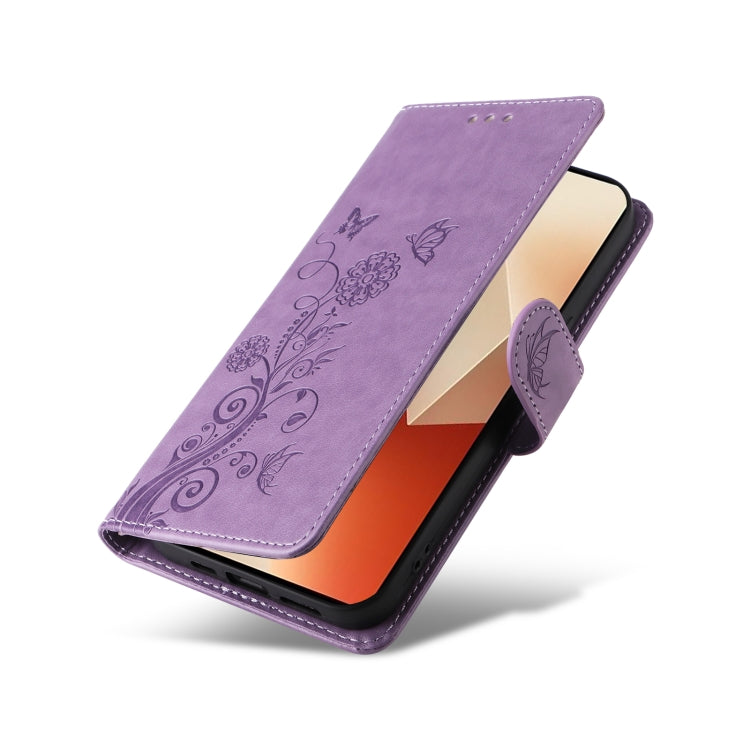 For Redmi Note 13 5G Embossed Butterfly Flowers Leather Phone Case