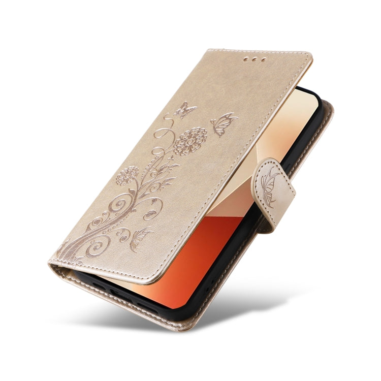 For Redmi Note 13 5G Embossed Butterfly Flowers Leather Phone Case