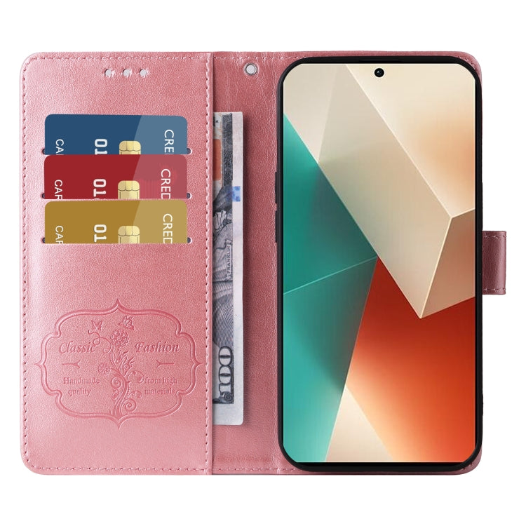 For Redmi Note 13 5G Embossed Butterfly Flowers Leather Phone Case
