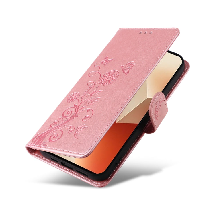 For Redmi Note 13 5G Embossed Butterfly Flowers Leather Phone Case
