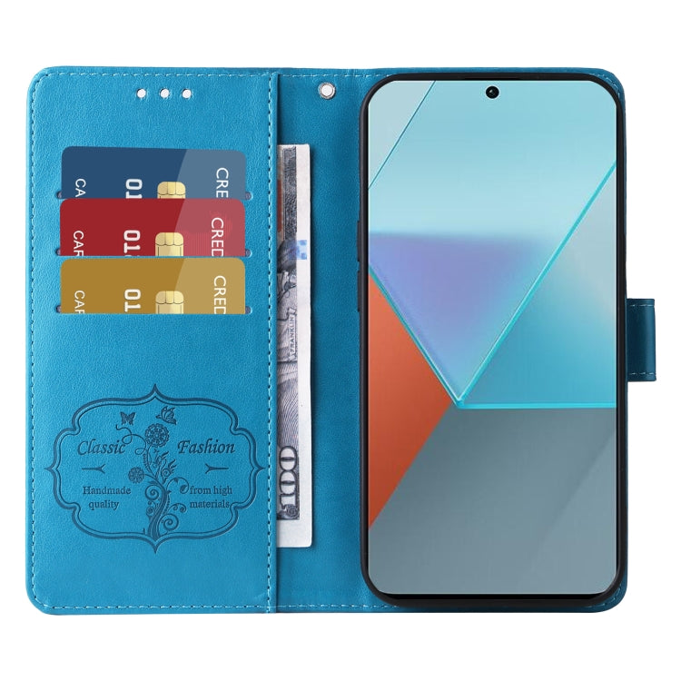 For Redmi Note 13 Pro 5G Embossed Butterfly Flowers Leather Phone Case