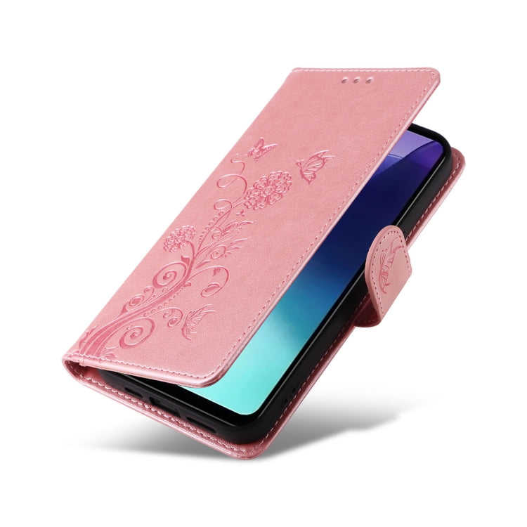 For Redmi 14C Embossed Butterfly Flowers Leather Phone Case