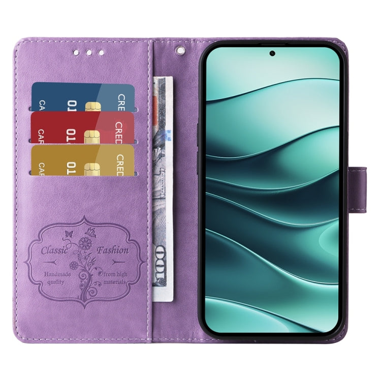 For Redmi Note 14 5G Embossed Butterfly Flowers Leather Phone Case