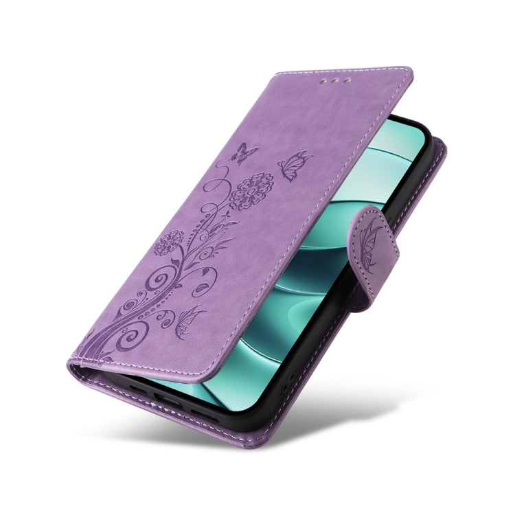 For Redmi Note 14 5G Embossed Butterfly Flowers Leather Phone Case