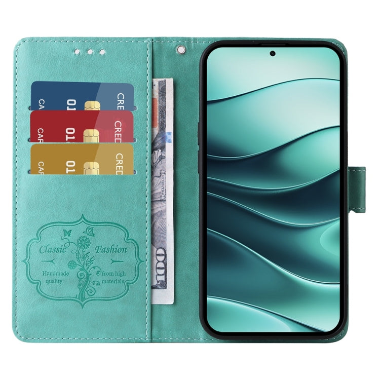 For Redmi Note 14 5G Embossed Butterfly Flowers Leather Phone Case