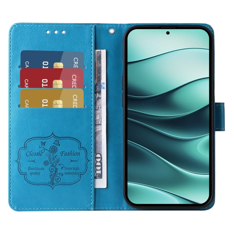 For Redmi Note 14 5G Embossed Butterfly Flowers Leather Phone Case