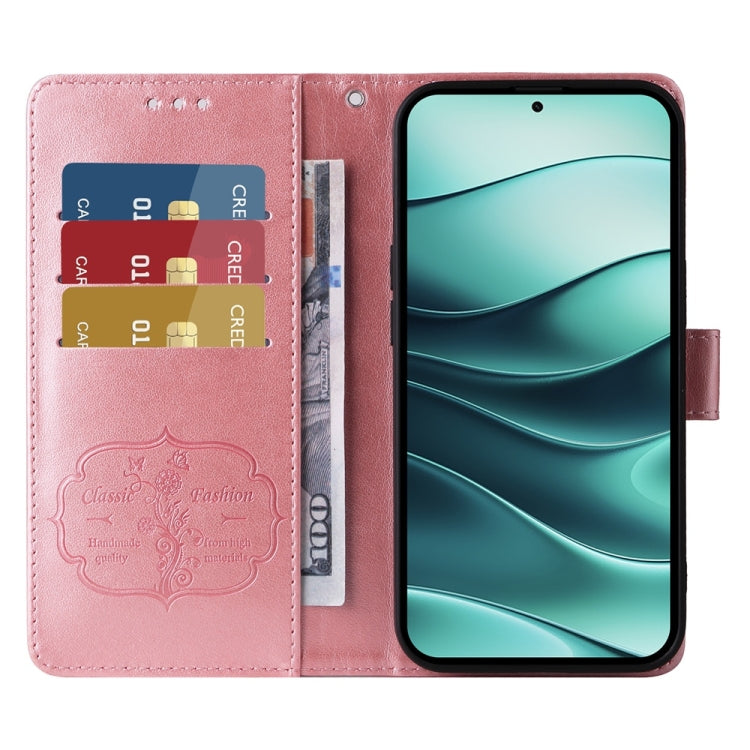 For Redmi Note 14 5G Embossed Butterfly Flowers Leather Phone Case