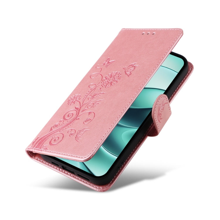 For Redmi Note 14 5G Embossed Butterfly Flowers Leather Phone Case