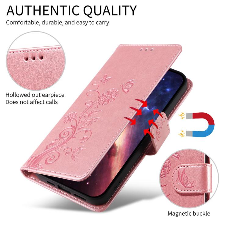 For Redmi Note 15 Pro 4G Global 163.2mm Embossed Butterfly Flowers Leather Phone Case