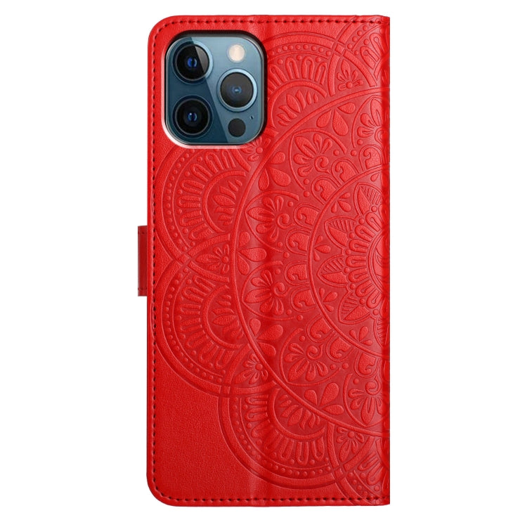 For iPhone 16 Pro Max Flower Embossed Leather Phone Case