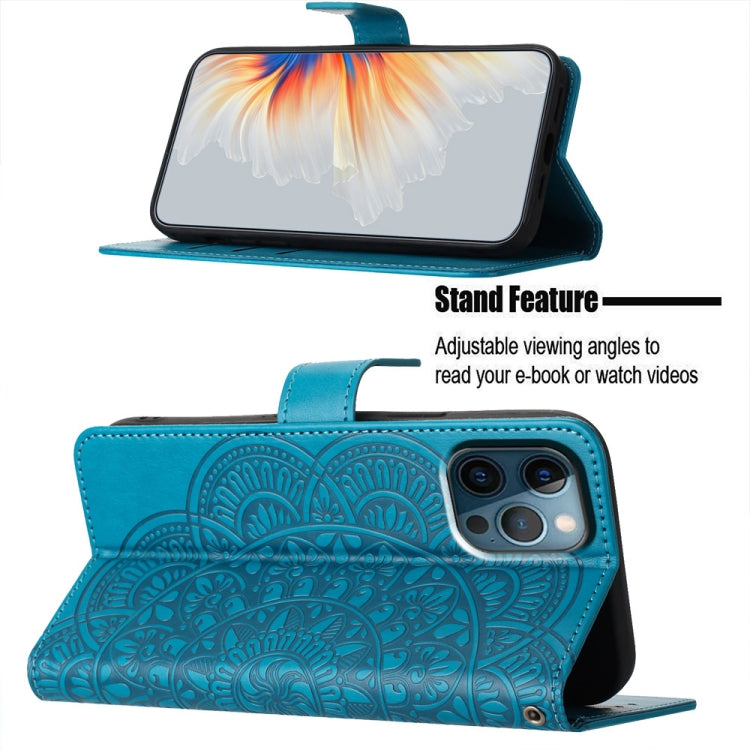 For iPhone 16 Pro Max Flower Embossed Leather Phone Case