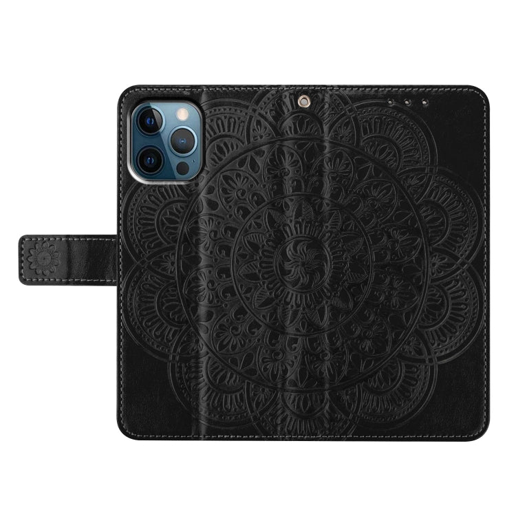 For iPhone 16 Pro Max Flower Embossed Leather Phone Case