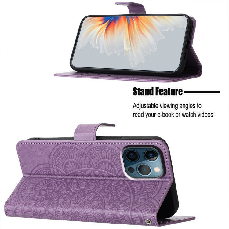 For iPhone 16 Pro Flower Embossed Leather Phone Case