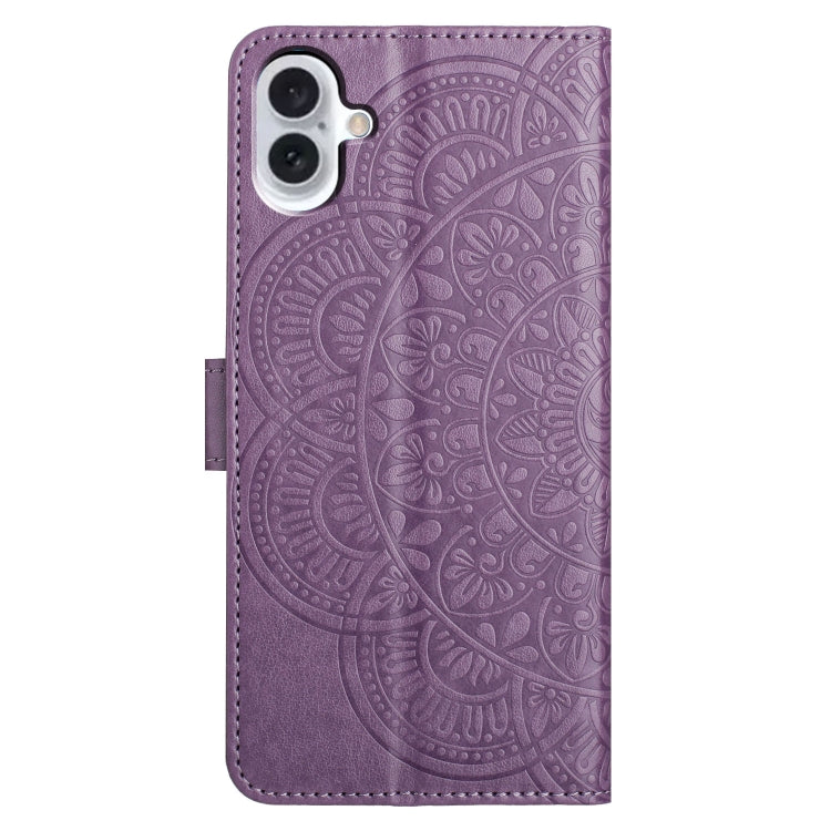 For iPhone 16 Plus Flower Embossed Leather Phone Case