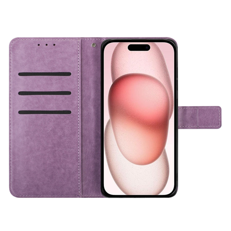 For iPhone 16 Plus Flower Embossed Leather Phone Case