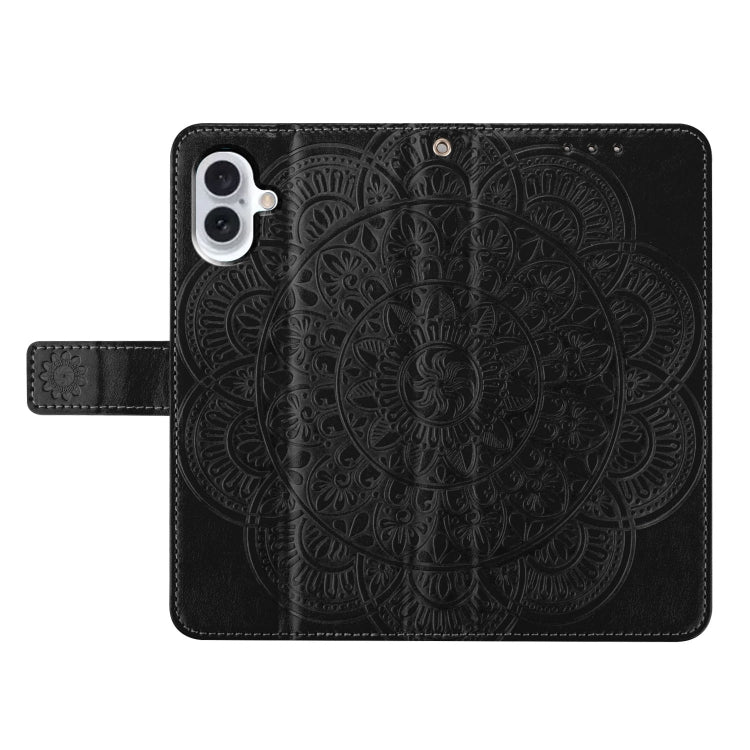 For iPhone 16 Plus Flower Embossed Leather Phone Case