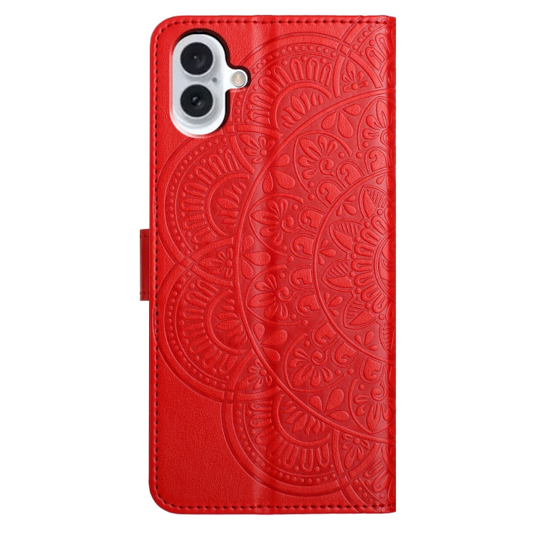 For iPhone 16 Flower Embossed Leather Phone Case