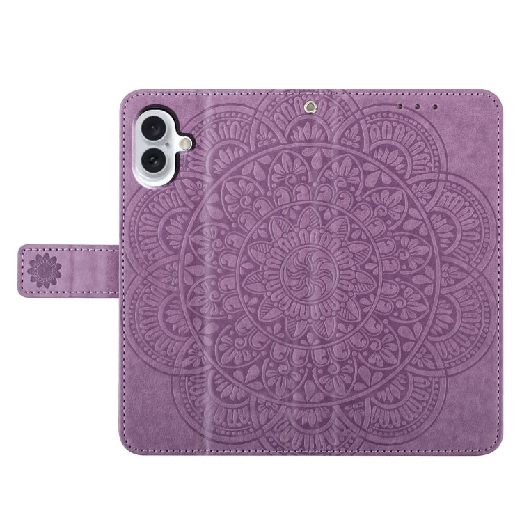 For iPhone 16 Flower Embossed Leather Phone Case