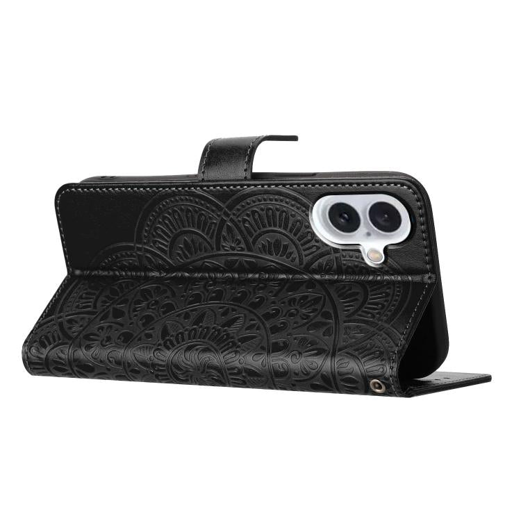 For iPhone 17 Flower Embossed Leather Phone Case