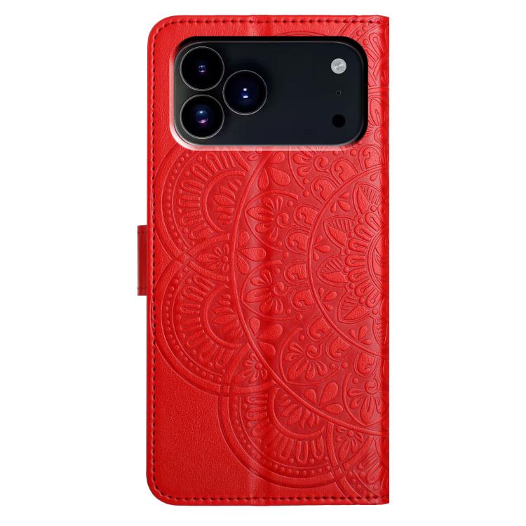 For iPhone 17 Pro Flower Embossed Leather Phone Case