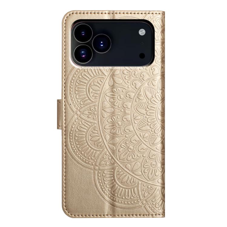 For iPhone 17 Pro Flower Embossed Leather Phone Case