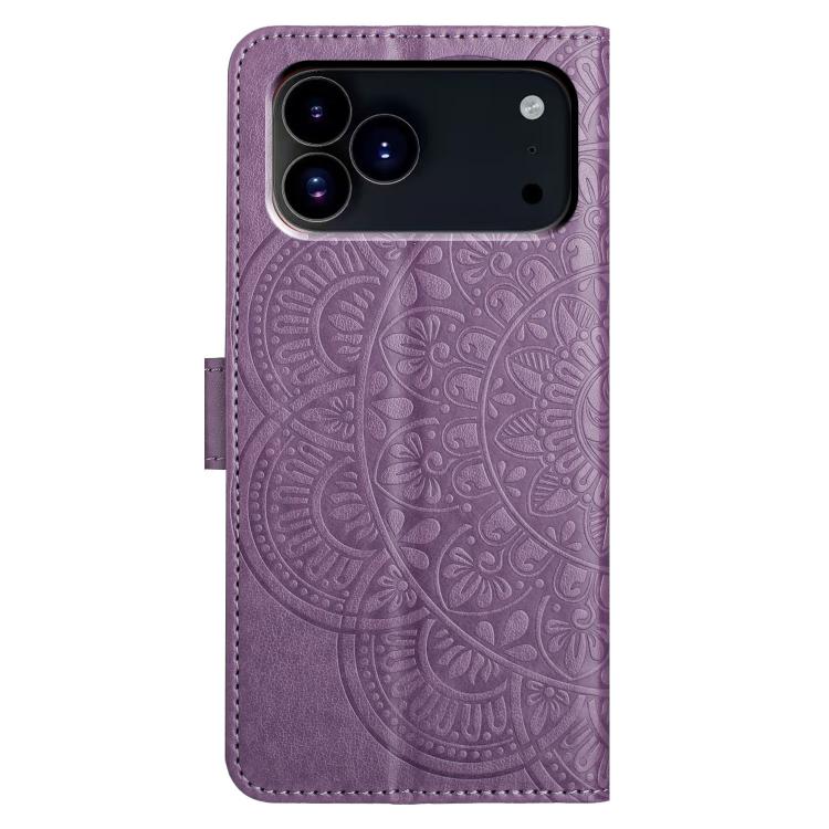 For iPhone 17 Pro Max Flower Embossed Leather Phone Case