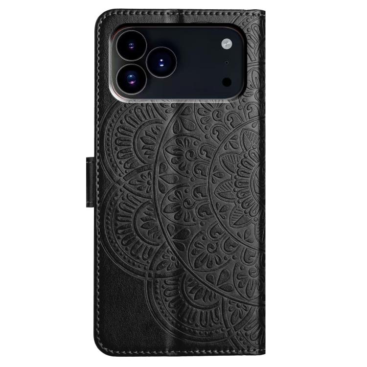 For iPhone 17 Pro Max Flower Embossed Leather Phone Case