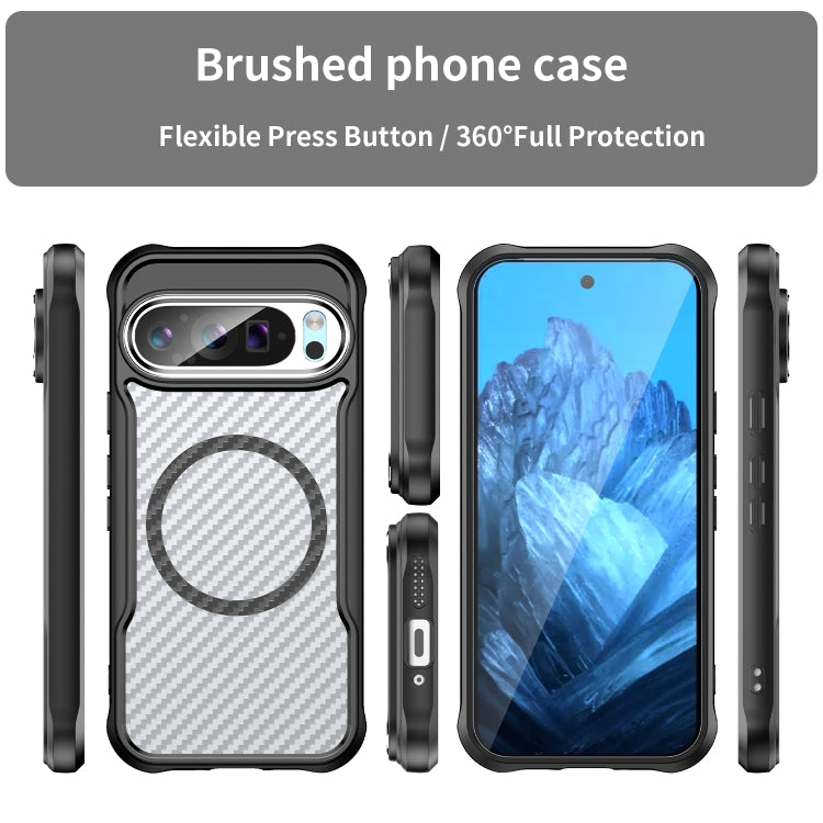 For Google Pixel 9 Pro / 9 Carbon Fiber Texture MagSafe Translucent Phone Case