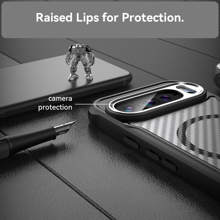 For Google Pixel 9 Pro / 9 Carbon Fiber Texture MagSafe Translucent Phone Case
