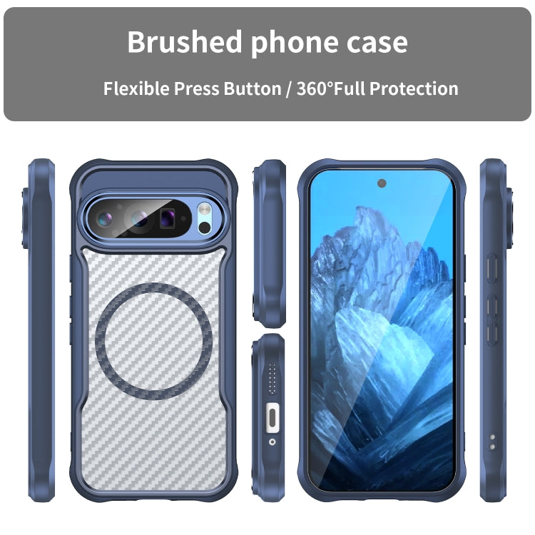 For Google Pixel 9 Pro / 9 Carbon Fiber Texture MagSafe Translucent Phone Case