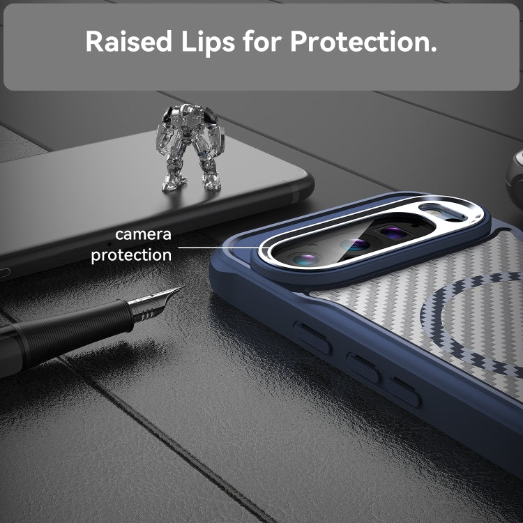 For Google Pixel 9 Pro / 9 Carbon Fiber Texture MagSafe Translucent Phone Case