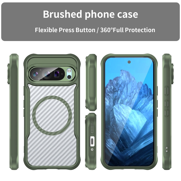 For Google Pixel 9 Pro / 9 Carbon Fiber Texture MagSafe Translucent Phone Case