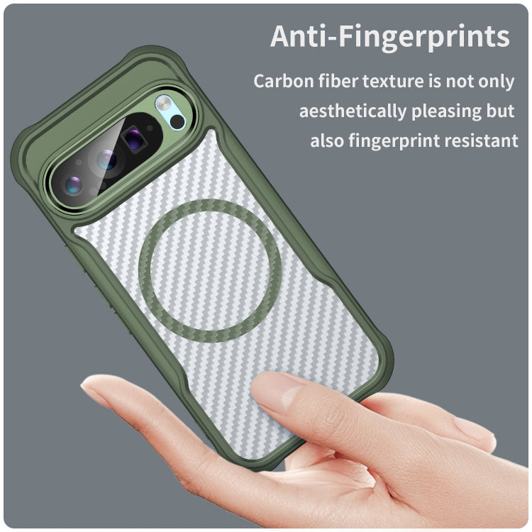 For Google Pixel 9 Pro / 9 Carbon Fiber Texture MagSafe Translucent Phone Case