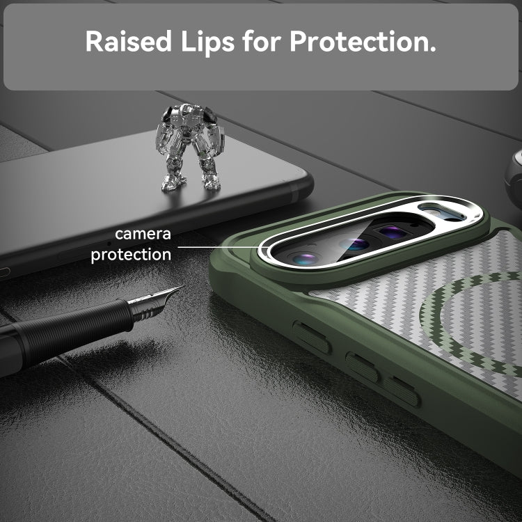 For Google Pixel 9 Pro / 9 Carbon Fiber Texture MagSafe Translucent Phone Case