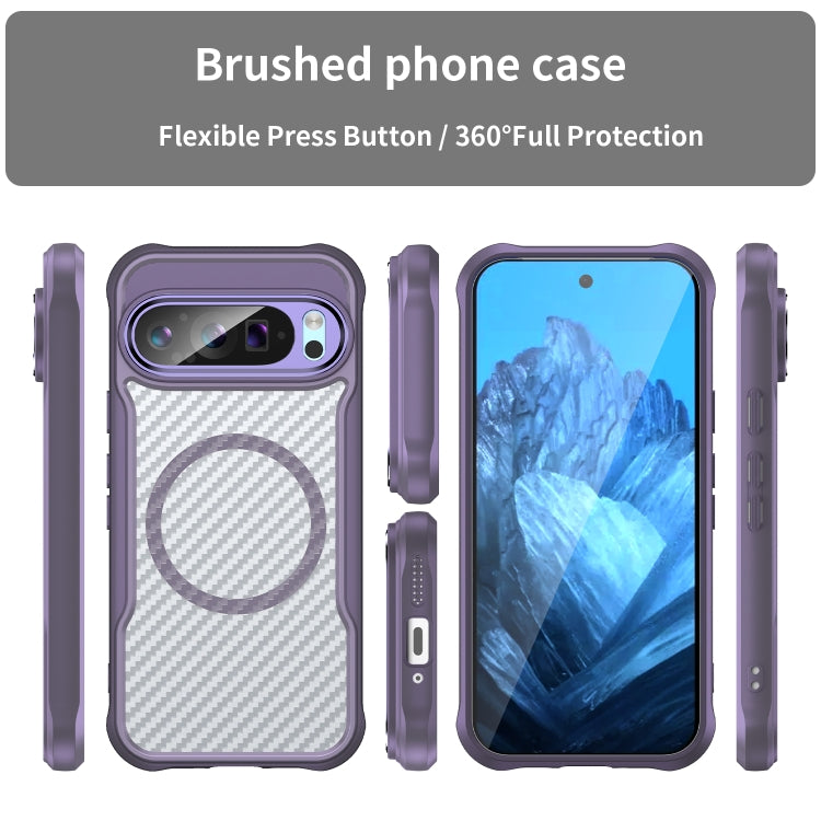 For Google Pixel 9 Pro / 9 Carbon Fiber Texture MagSafe Translucent Phone Case
