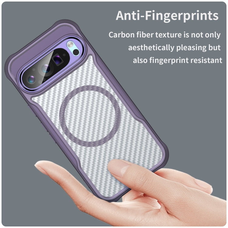 For Google Pixel 9 Pro / 9 Carbon Fiber Texture MagSafe Translucent Phone Case