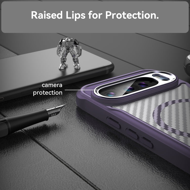 For Google Pixel 9 Pro / 9 Carbon Fiber Texture MagSafe Translucent Phone Case