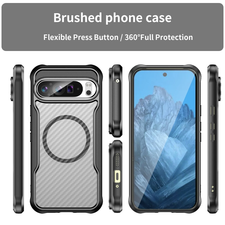 For Google Pixel 9 Pro XL Carbon Fiber Texture MagSafe Translucent Phone Case