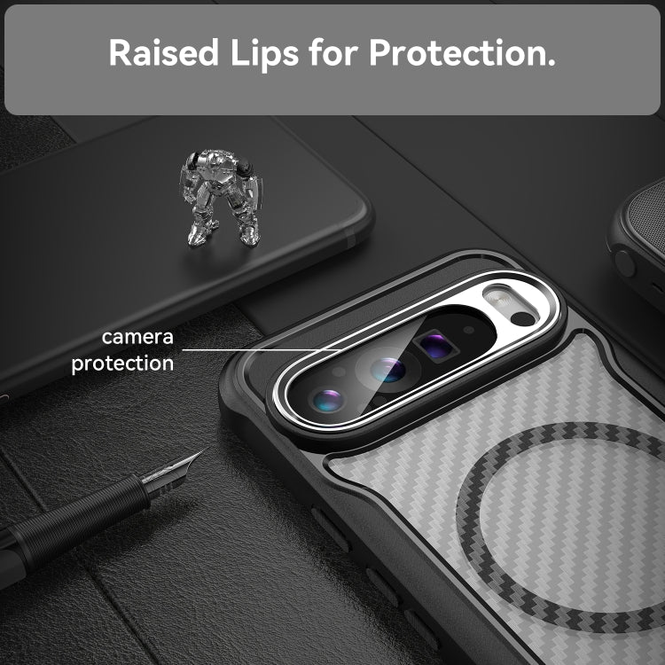 For Google Pixel 9 Pro XL Carbon Fiber Texture MagSafe Translucent Phone Case