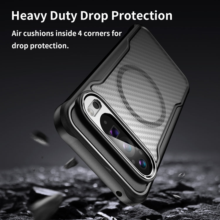 For Google Pixel 9 Pro XL Carbon Fiber Texture MagSafe Translucent Phone Case