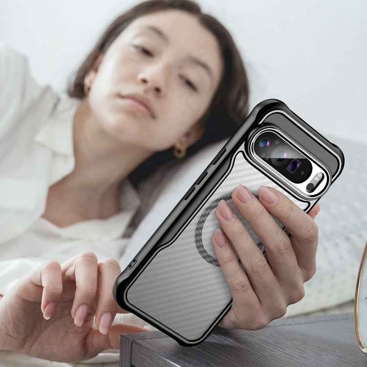 For Google Pixel 9 Pro XL Carbon Fiber Texture MagSafe Translucent Phone Case