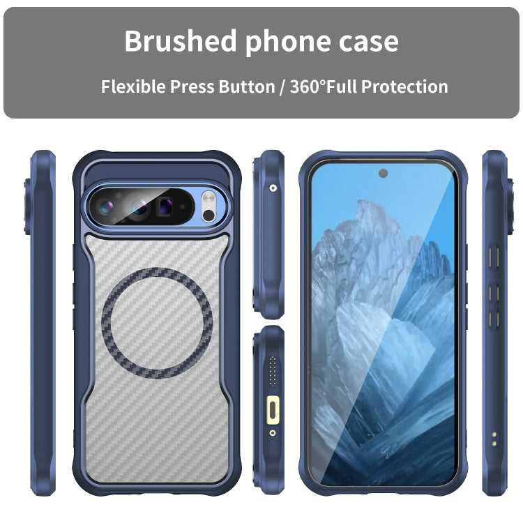 For Google Pixel 9 Pro XL Carbon Fiber Texture MagSafe Translucent Phone Case