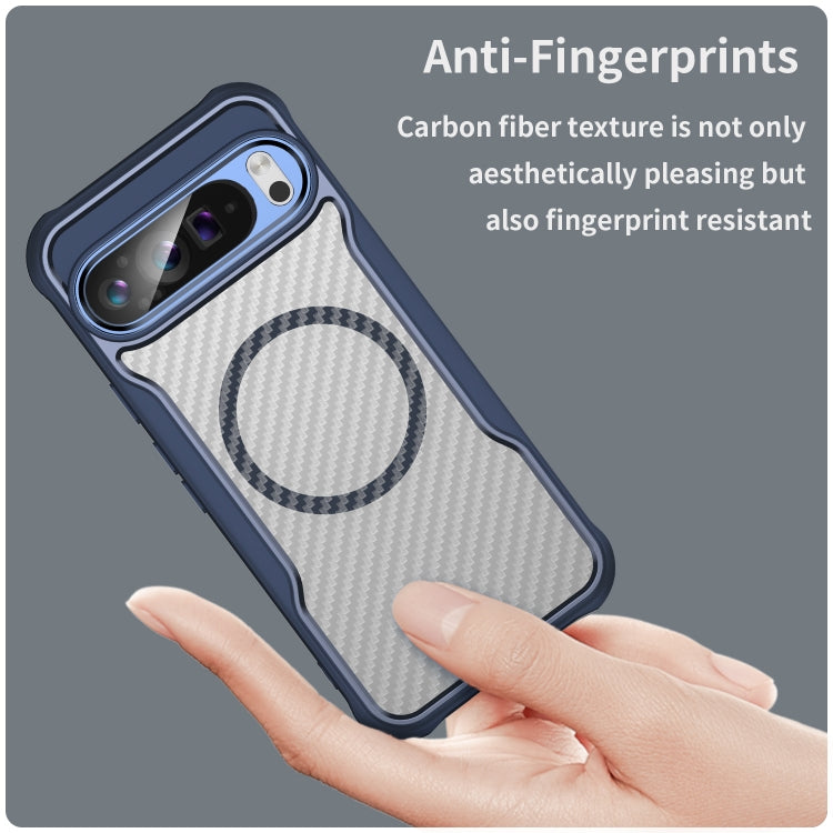 For Google Pixel 9 Pro XL Carbon Fiber Texture MagSafe Translucent Phone Case