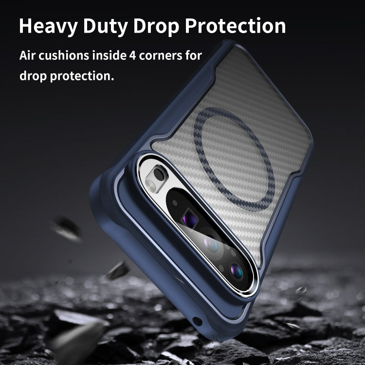 For Google Pixel 9 Pro XL Carbon Fiber Texture MagSafe Translucent Phone Case