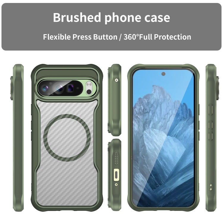 For Google Pixel 9 Pro XL Carbon Fiber Texture MagSafe Translucent Phone Case